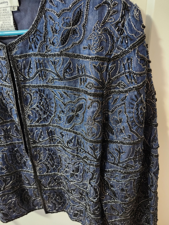 Adrianna Papell Beaded Navy Evening  Jacket - Picture 6 of 15